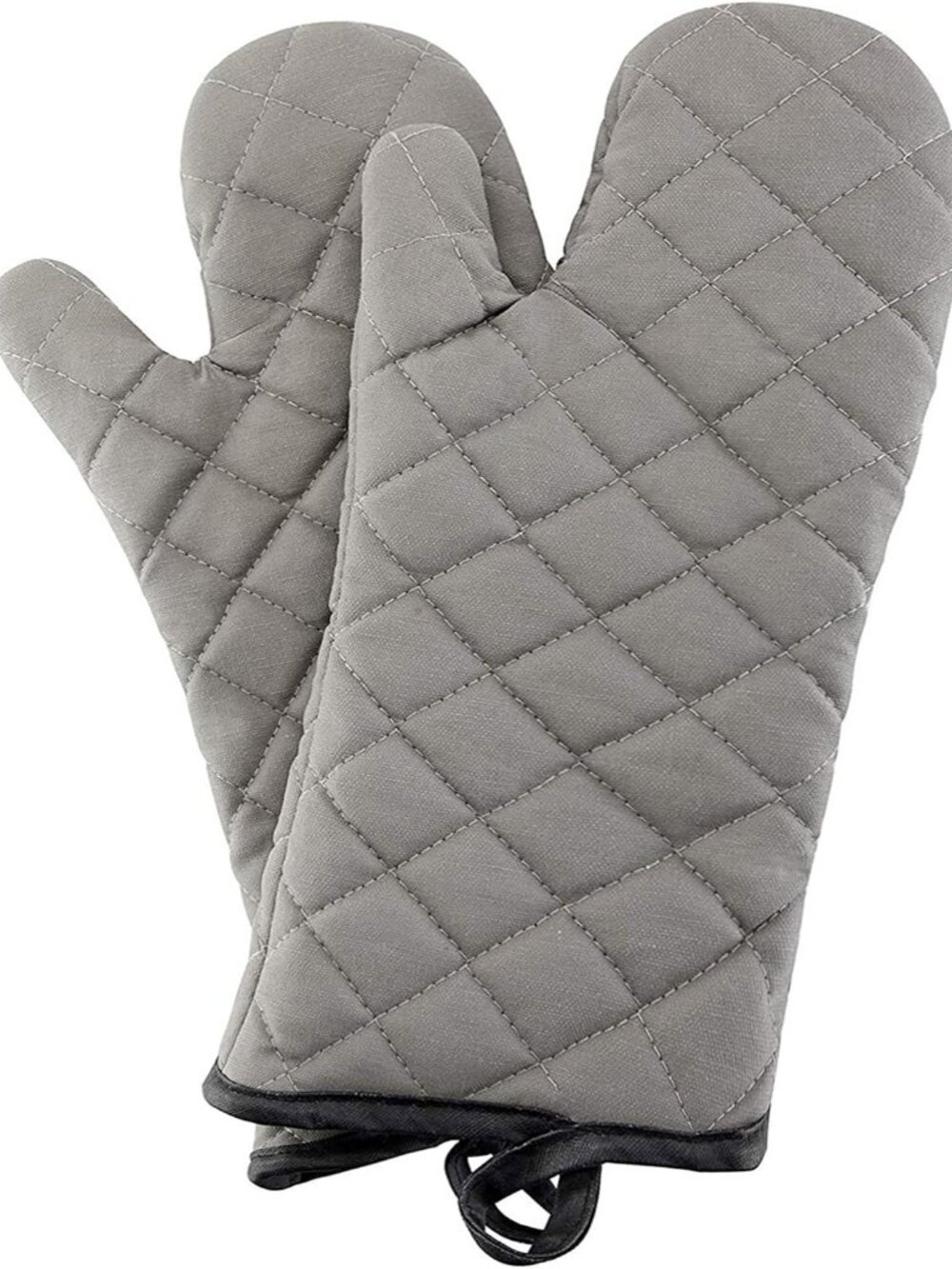 Grey 13" Quilted Oven Mitts 1 Pair Flame Heat Resistant